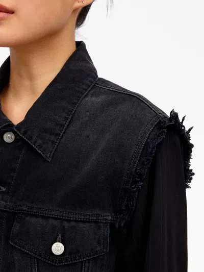 Mm6 Maison Margiela Crinkle-effect Denim Jacket In Black