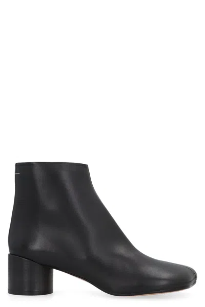 Shop Mm6 Maison Margiela Sculpted Leather Ankle Boots For Women In Black