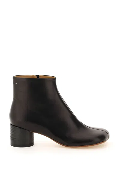 Shop Mm6 Maison Margiela Sculpted Leather Ankle Boots For Women In Black
