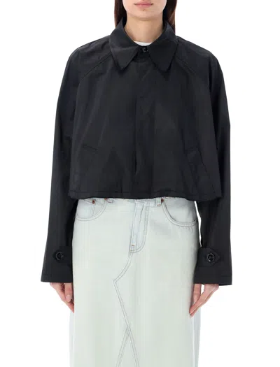 Shop Mm6 Maison Margiela Twill Cropped Jacket In Black For Women