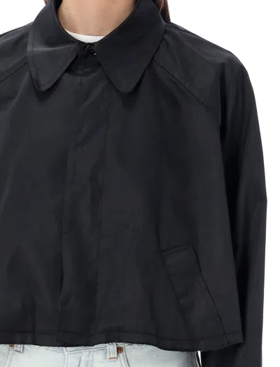 Shop Mm6 Maison Margiela Twill Cropped Jacket In Black For Women