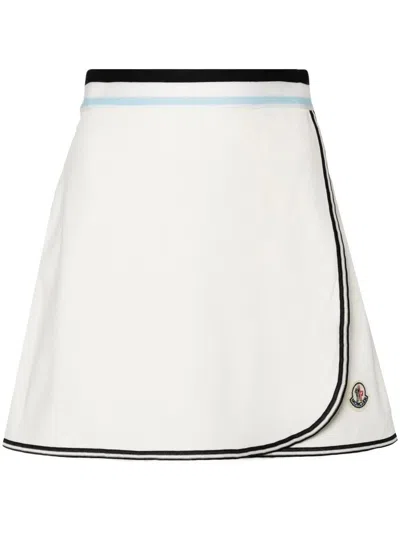 Shop Moncler A-line Tennis Skirt With Logo Patch In White For Women