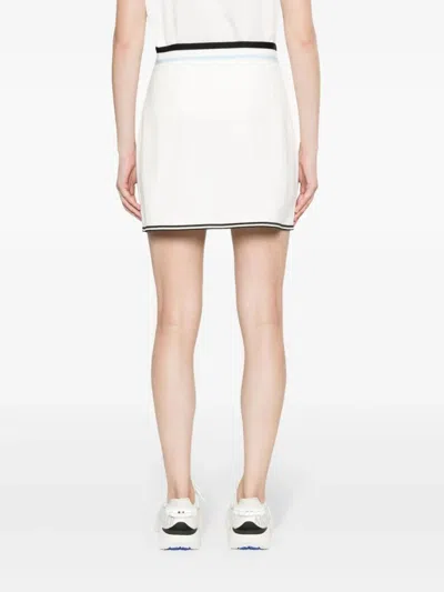 Shop Moncler A-line Tennis Skirt With Logo Patch In White For Women