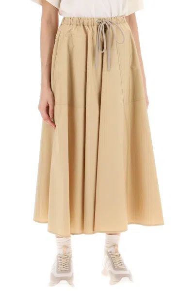 Shop Moncler Tan Poplin Midi Skirt For Women In Beige
