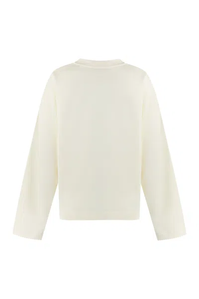 Shop Moncler White Logo Detail Cotton Sweatshirt For Women