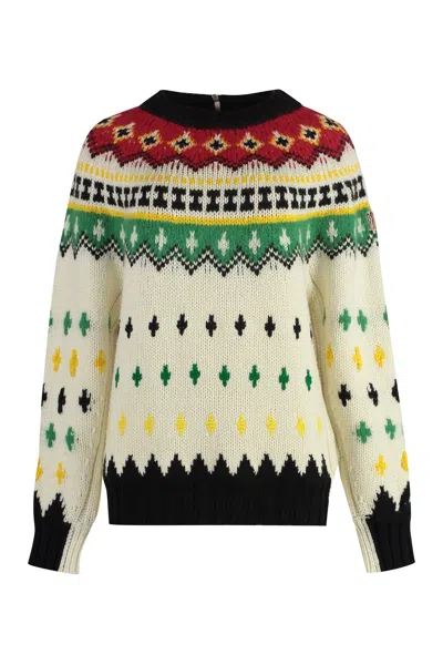 Shop Moncler Multicolor Jacquard Wool Sweater For Women