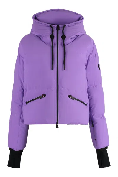 Shop Moncler Purple Short Down Jacket For Women
