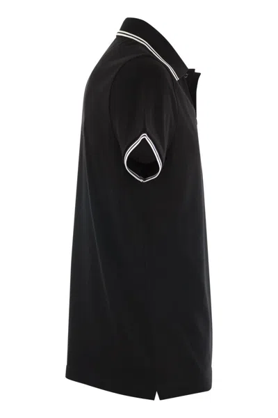 Shop Moncler Iconic Black Polo Shirt With Felt Chest Design