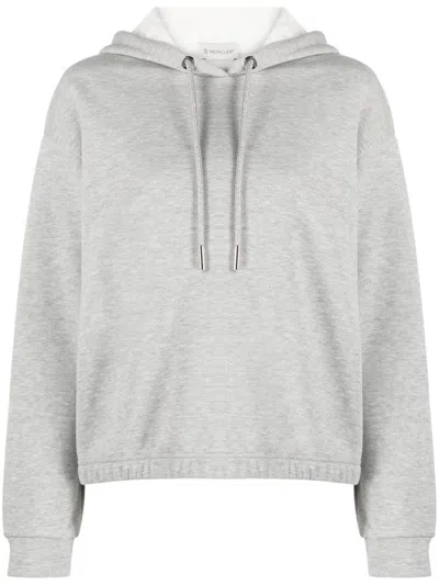 Shop Moncler Light Grey Metallic Hoodie For Women In Gray