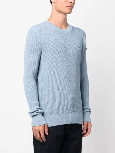 Shop Moncler Men's Light Blue Crew Neck Sweater For Fall/winter 2024