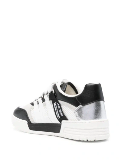 Shop Moschino Couture Multicolor Leather Sneakers With Logo-tape Detailing For Women