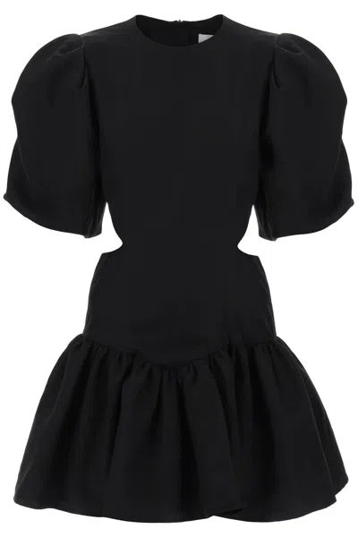 Shop Msgm Chic Black Mini Dress With Balloon Sleeves And Cut-outs For Women