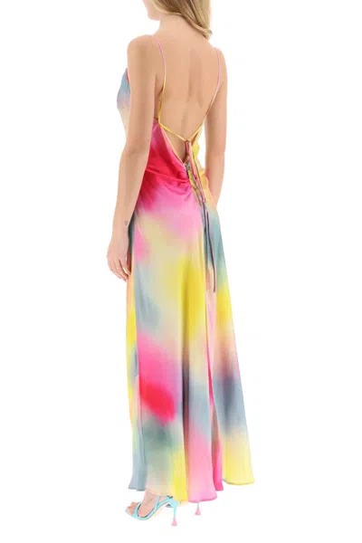 Shop Msgm Multicolor Satin Maxi Dress For Women