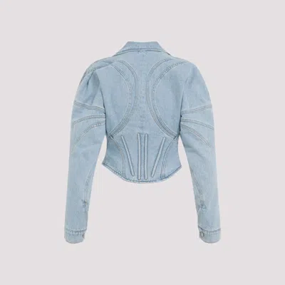 Shop Mugler Blue Denim Jacket For Women