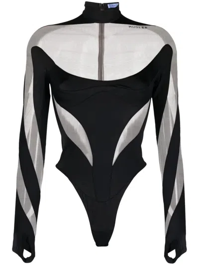 Shop Mugler Bold & Sultry Illusion Bodysuit For Women In Black