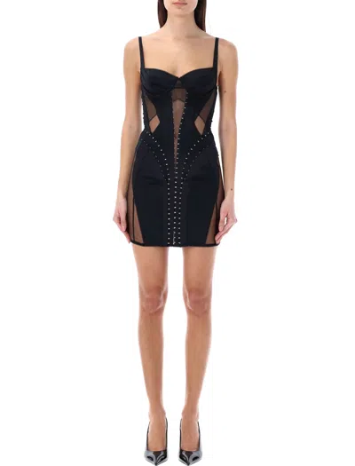 Shop Mugler Sleek And Sexy Black Lingerie Corset Mini Dress