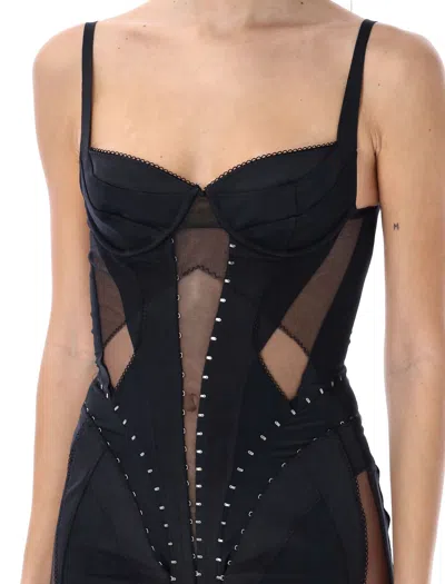 Shop Mugler Sleek And Sexy Black Lingerie Corset Mini Dress