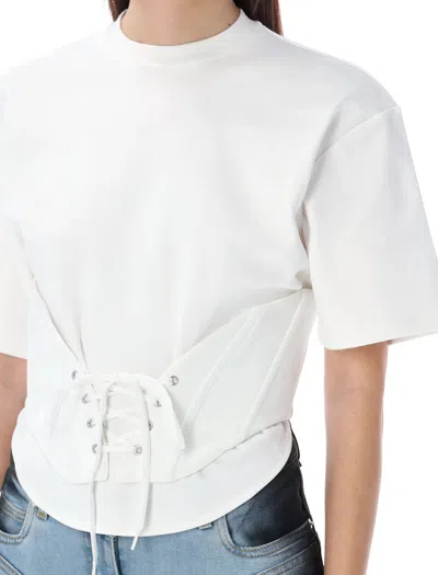 Shop Mugler Women's White Corseted T-shirt For Ss24