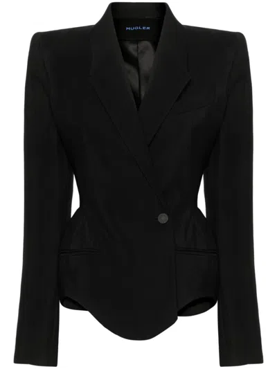 Shop Mugler Black Wool Blend Tailored Jacket For Women | Ss24 Collection