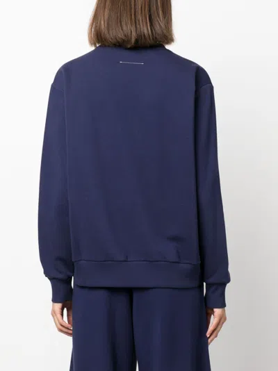 Shop Mm6 Maison Margiela Navy Blue Numbers-motif Cotton Blend Sweatshirt For Women By