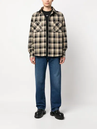 Shop Off-white Checkered Flannel Shirt For Men In Tan