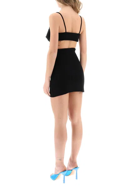 Shop Off-white Cut Out Black Ribbed Mini Dress For Women