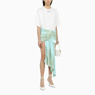 Shop Off-white Asymmetrical Light Blue Dress In White And Multicolor By Ss23 Collection