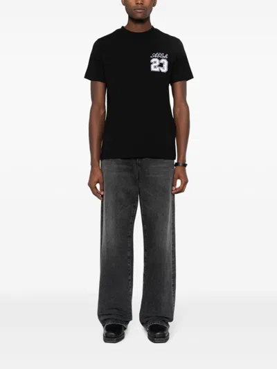 Shop Off-white Urban Off-duty Look Black Embroidered Tee