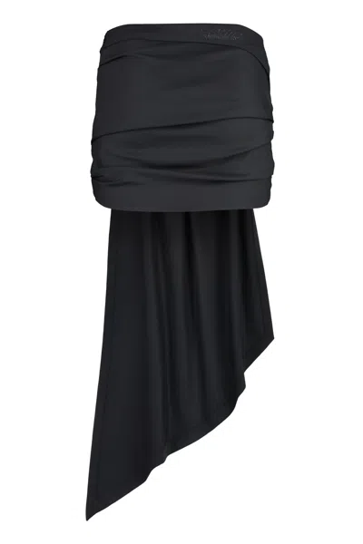 Shop Off-white Asymmetric Black Wool Skirt For Women