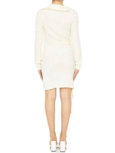 Shop Off-white Asymmetric White Draped Dress With Stretch Design For Women