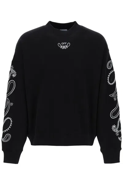 Shop Off-white Men's Black Arrow Bandana Crewneck Sweatshirt For Ss24