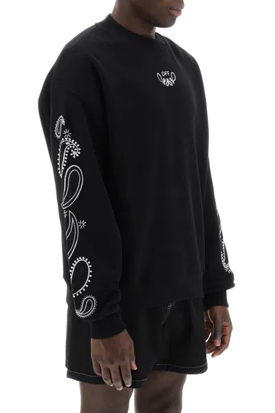 Shop Off-white Men's Black Arrow Bandana Crewneck Sweatshirt For Ss24