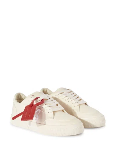 Shop Off-white White Canvas Low Vulcanized Sneakers With Signature Arrows And Zip Tie For Women In Tan