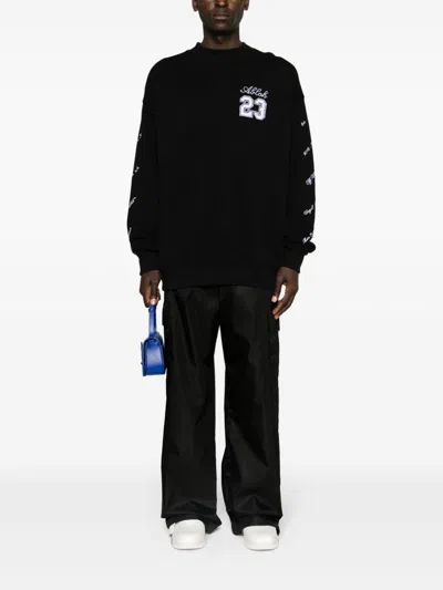 Shop Off-white Men's Black Logo Cotton Sweatshirt For Ss24