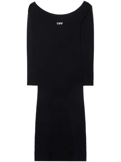 Shop Off-white Black Logo Knit Dress