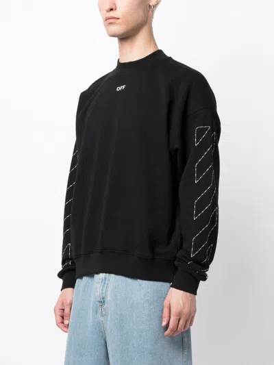 Shop Off-white Black Logo-print Long Sleeve Sweatshirt With Signature Arrows Motif For Men