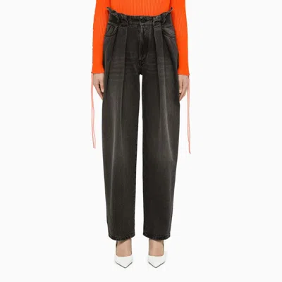 Shop Off-white Black Washed Balloon Jeans For Women