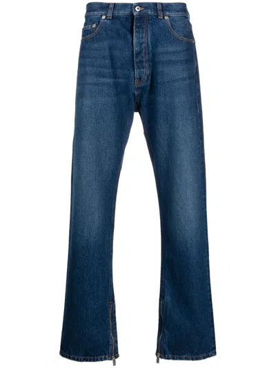 Shop Off-white Men's High-waist Straight-leg Jeans In Indigo Blue In Denim