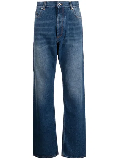 Shop Off-white Blue Loose-fit Straight-leg Jeans For Men In Denim