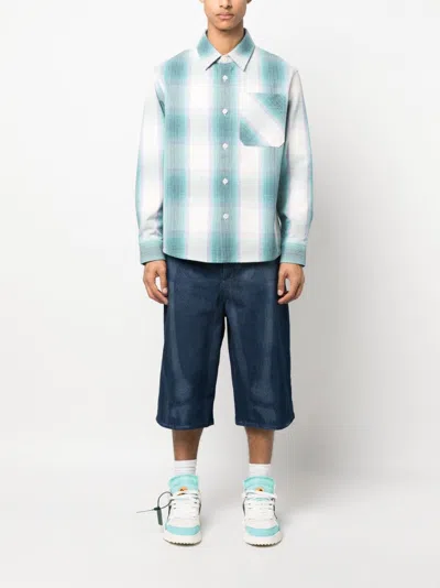 Off-white Skeleton Denim Bermuda Shorts In Blue