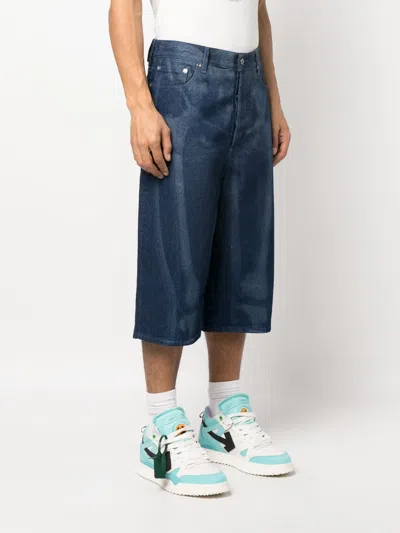 Shop Off-white Body Scan Bermuda Shorts For Men In Blue Denim