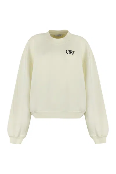 Shop Off-white Flocked Logo Crew-neck Sweatshirt For Women In White