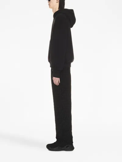 Shop Off-white Men's Black Cotton Sweatshirt With Ribbed Cuffs And Lower Edge