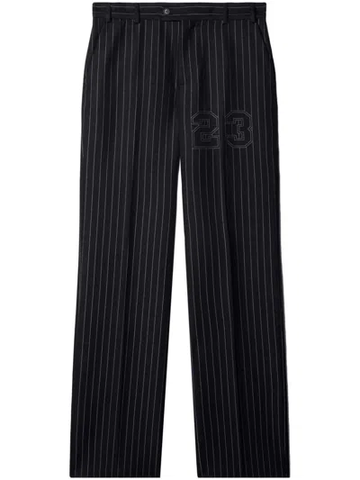 Shop Off-white Men's Black Pinstriped Straight Leg Pants For Ss24
