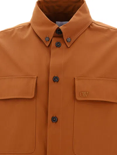 Shop Off-white Embroidered Men's Shirt In Brown For Ss24
