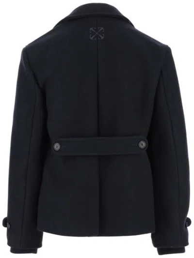 Shop Off-white Men's Ivory Wool Peacoat With Double-breasted Design By Fashion Brand In Teal
