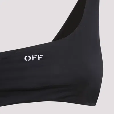 Shop Off-white One-shoulder Embroidered Bikini Set In Black For Women