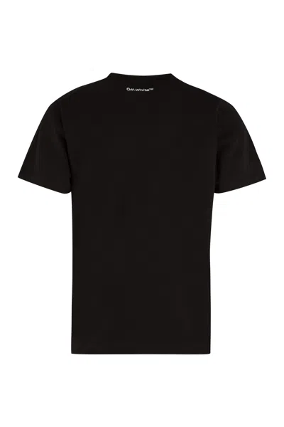 Shop Off-white Set Of Three Black Cotton T-shirts For Men With Ribbed Details
