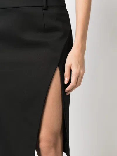 Shop Off-white Sleek Black Tailored Midi Skirt For Women