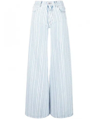 Shop Off-white Striped Palazzo Pants In White And Light Blue For Women
